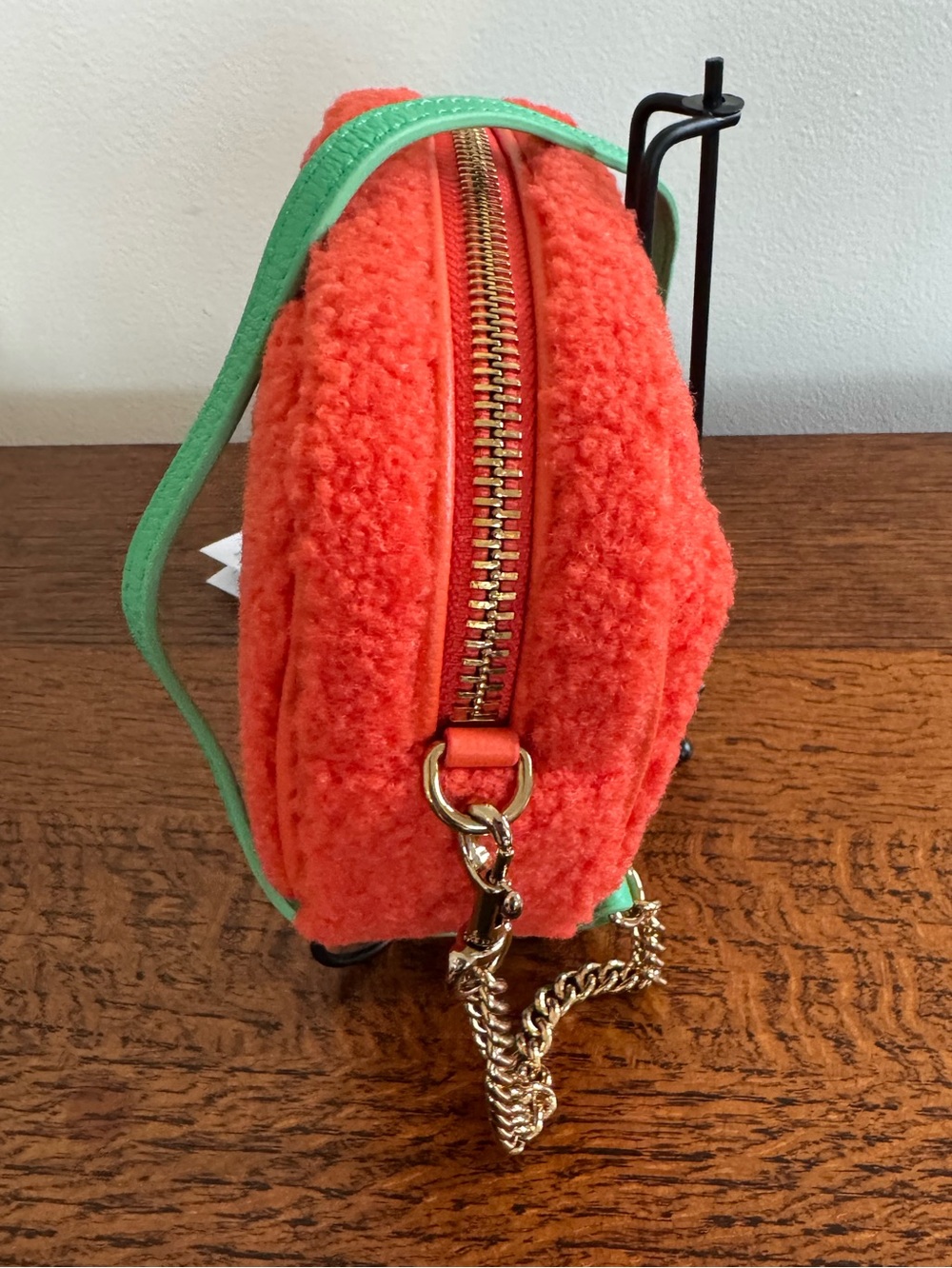 NWT Kurt Geiger London Chiswick Orange Faux Shearling Camera Bag w/ Two Straps - Picture 3 of 10